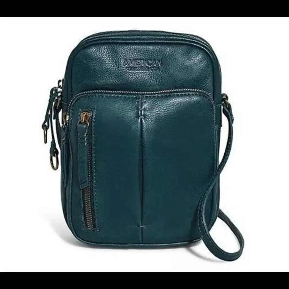 American Leather Teal Crossbody Bag - Picture 1 of 8